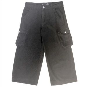 BBJ black wide leg cropped cargo pants